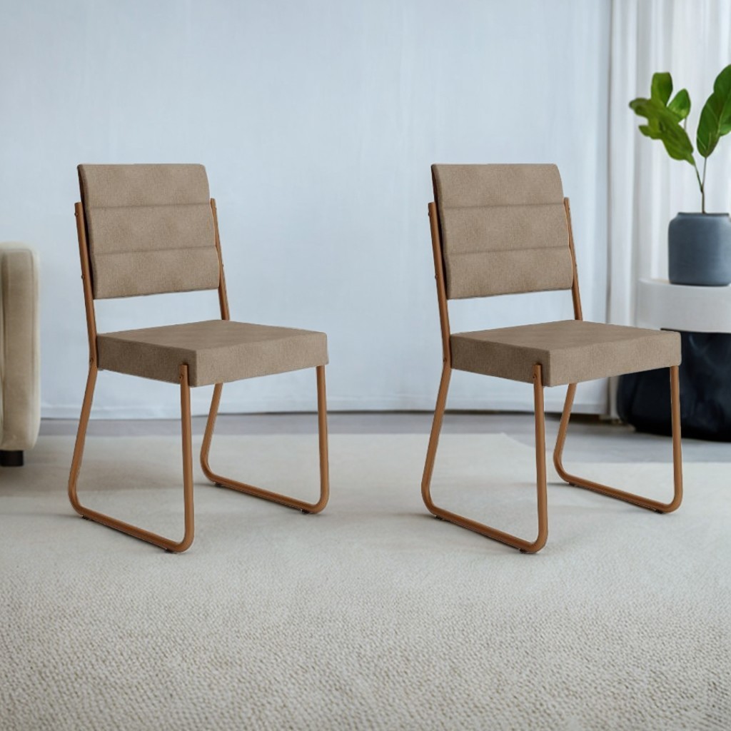 Conjunto 2 Cadeiras de Jantar 1736 Carraro Caramelo/Rose - Home & Living