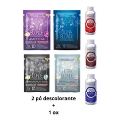 Kit 2 Pó descolorante 50g + 1 água oxigenada Probelle