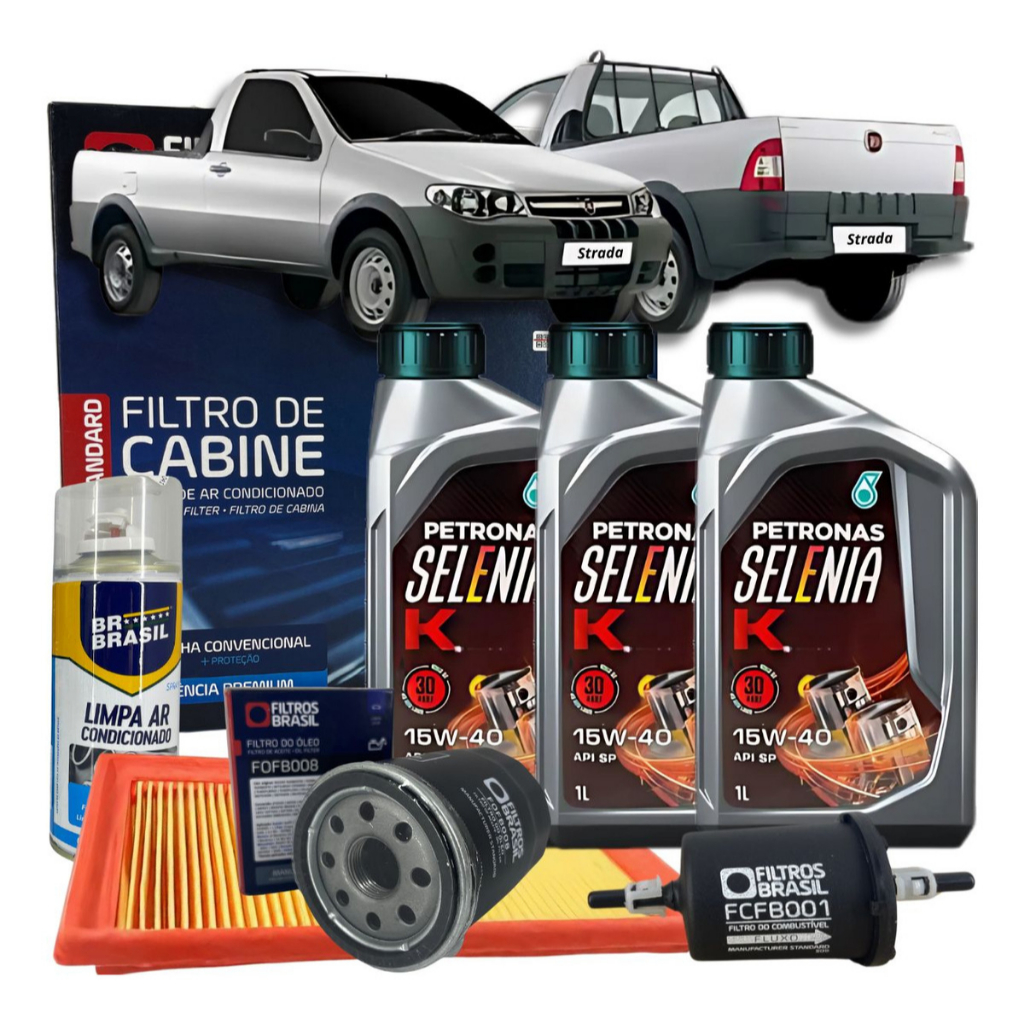Oleo Motor Fiat Strada Siena Pálio Idea 1.4 Fire Selenia 15W40 kit com filtros