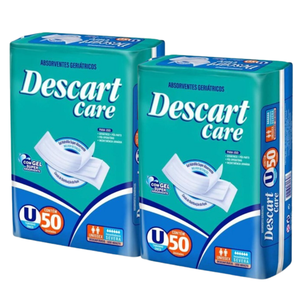 Kit 2 Absorvente Geriátrico Descart Care Descartável de Alta Performance,Rápida Absorção