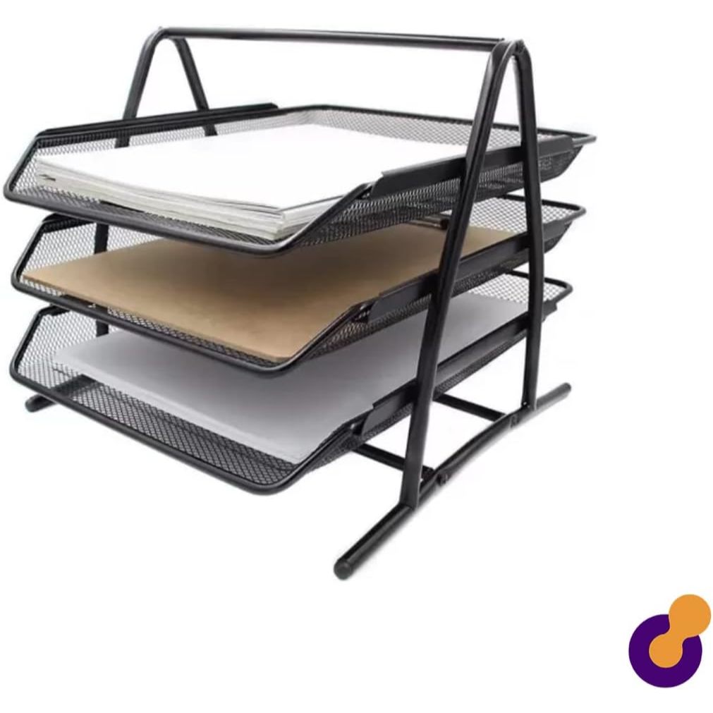 Organizador De Documentos de Mesa 3 Andares Bandeja Porta Treco Multiuso Papel A4 Metal Aramado em Oferta na Shopee