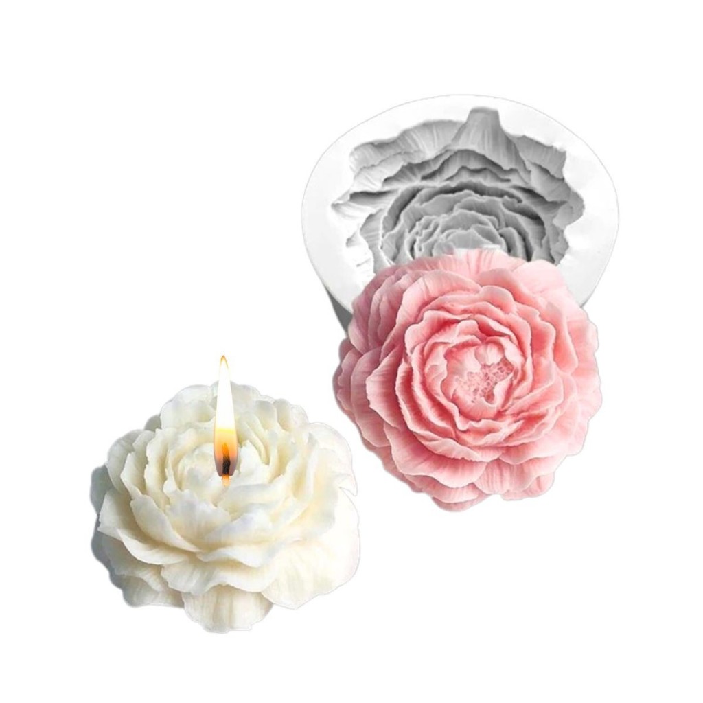 Molde Forma Silicone Flor Peônia 3d Vela Resina Sabonete