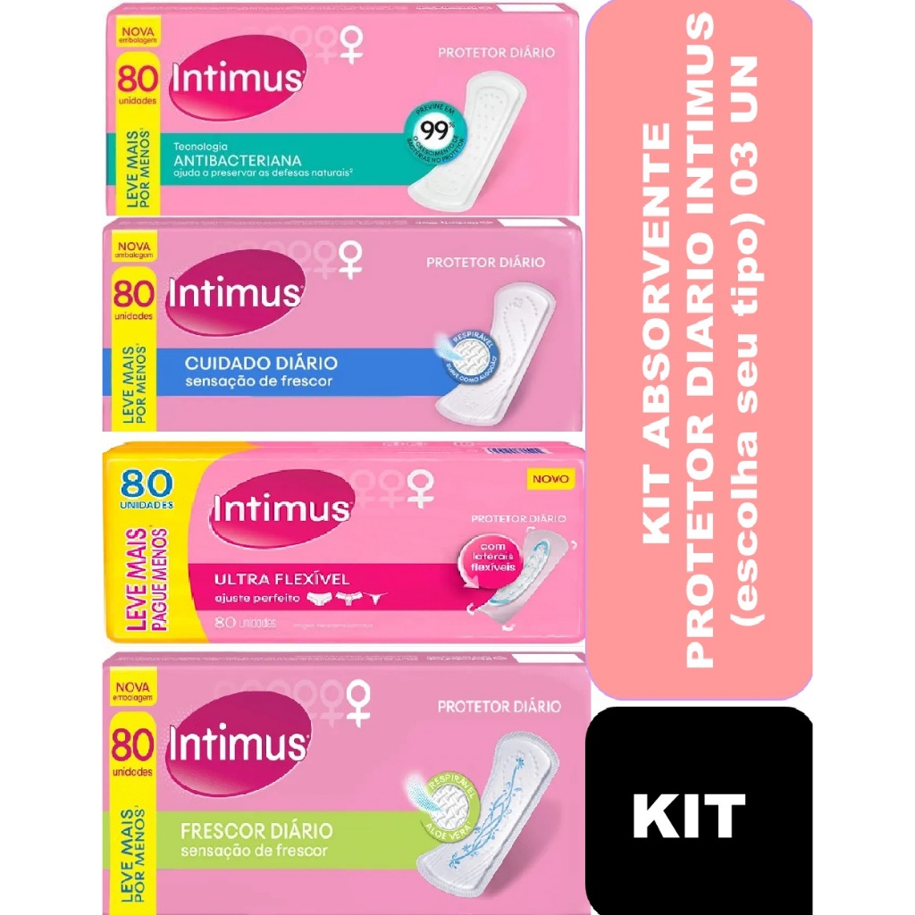 KIT 03un Absorventes Protetor Diario Intimus (240un) (Escolha seu tipo )