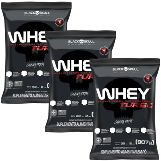 Kit 3x Whey Concentrado Turbo Refil - 907g Blackskull em Oferta na Shopee