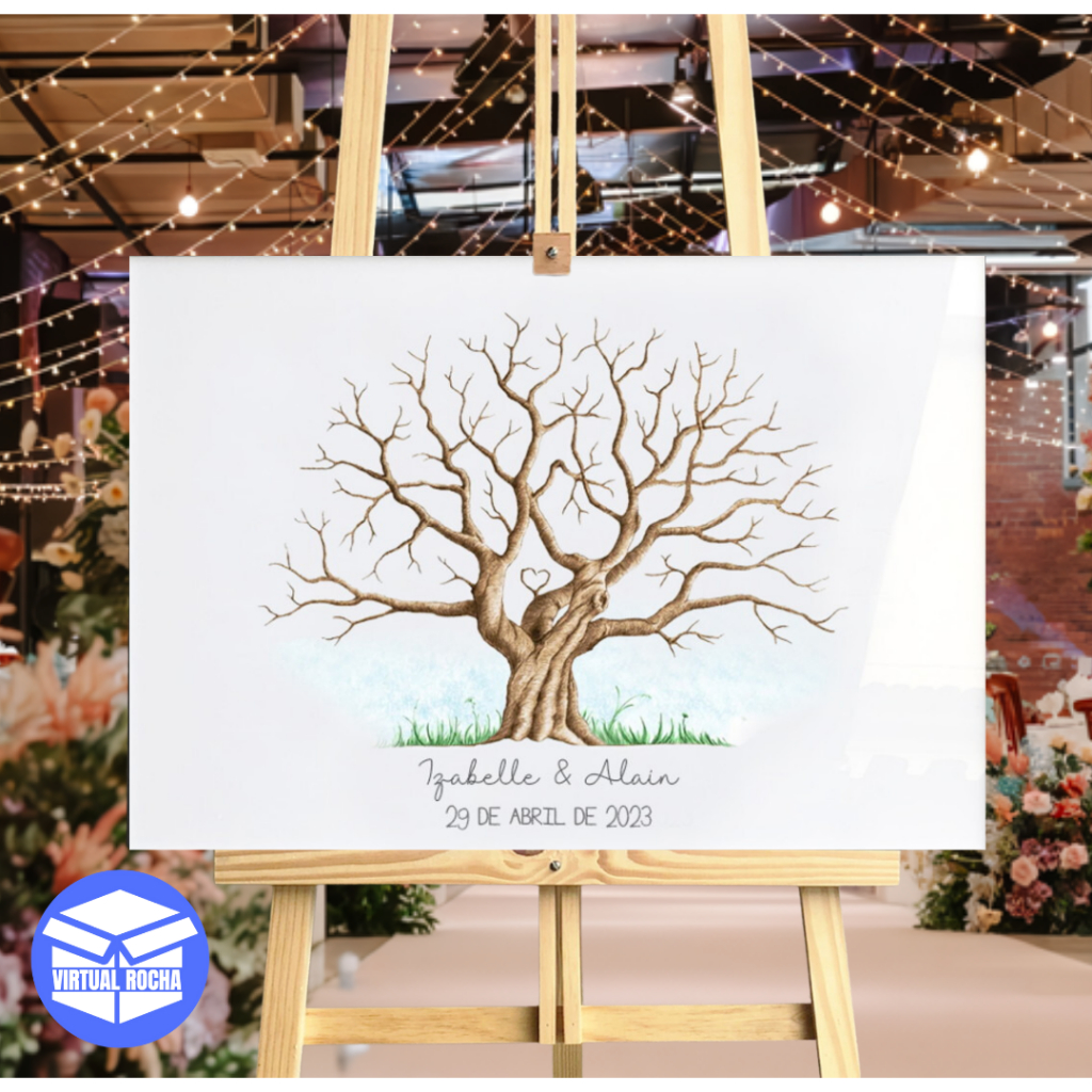 Quadro Decorativo Recepção de Casamento Árvore Digitais(Sem Moldura) MDF em Oferta na Shopee
