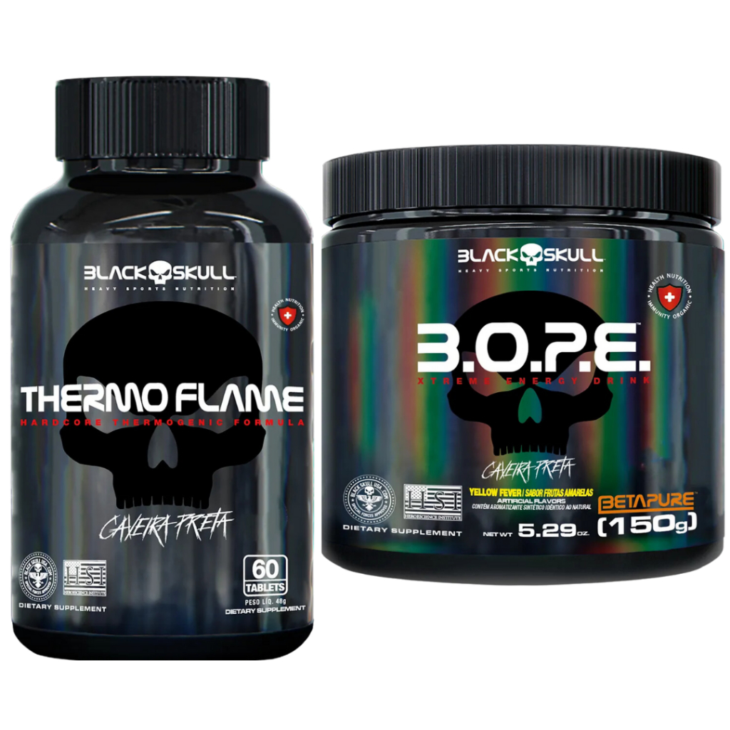 Kit 1x Pré treino BOPE 150g + 1x ThermoFlame 60 tablets - BlackSkull - Health