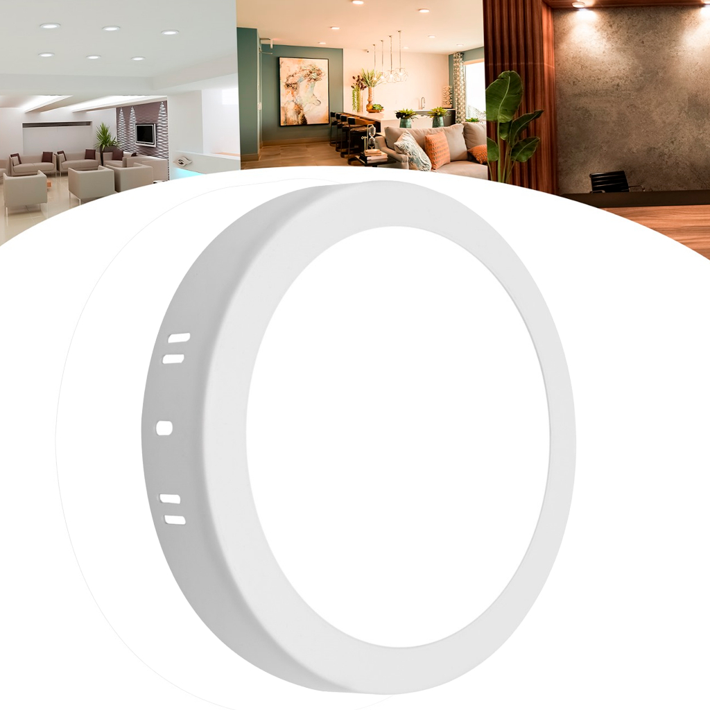 Painel Plafon 25w Led Redondo Teto Sobrepor Borda Fina Luz Fria | Morna | Quente em Oferta na Shopee