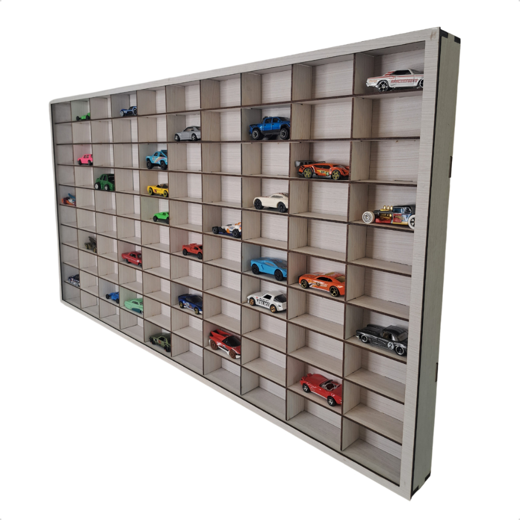 Expositor Porta Hot Wheels 100 Carrinhos Escala 1:64 Branco Estante Resistente MDF
