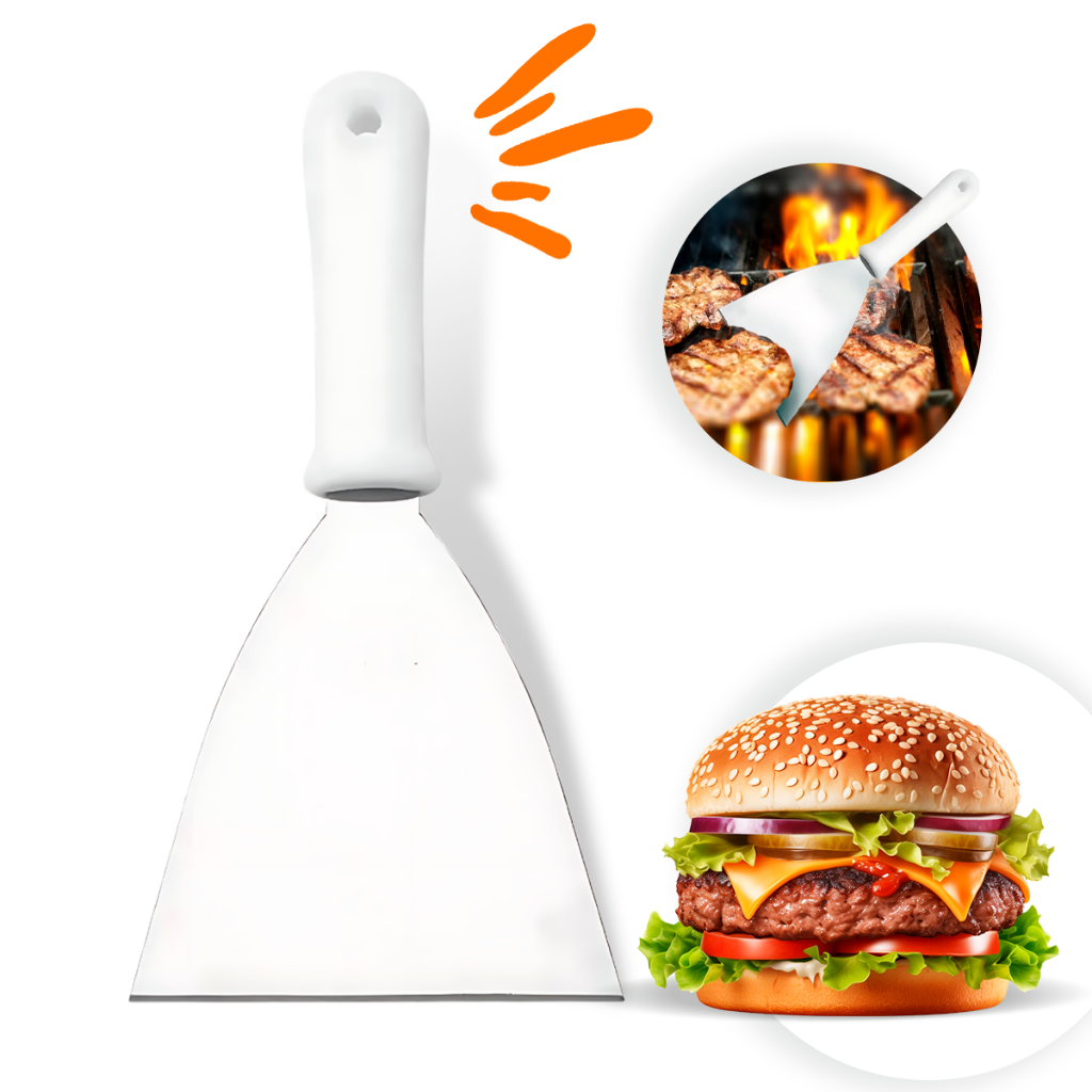 Espátula Reta 5'' Inox Original Chapa Lanche Chapeiro Cozinha