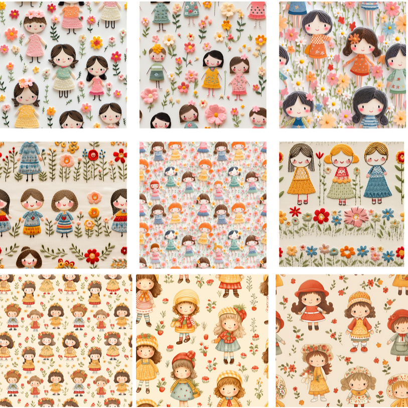 Tricoline Digital 100% algodão Meninas 50x75 ou 50x150cm