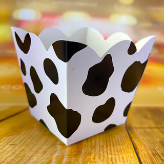 KIT 10~50 cachepô  decoração fazendinha vaca malhada 8,5x8,5x7,8 tema festa em Oferta na Shopee