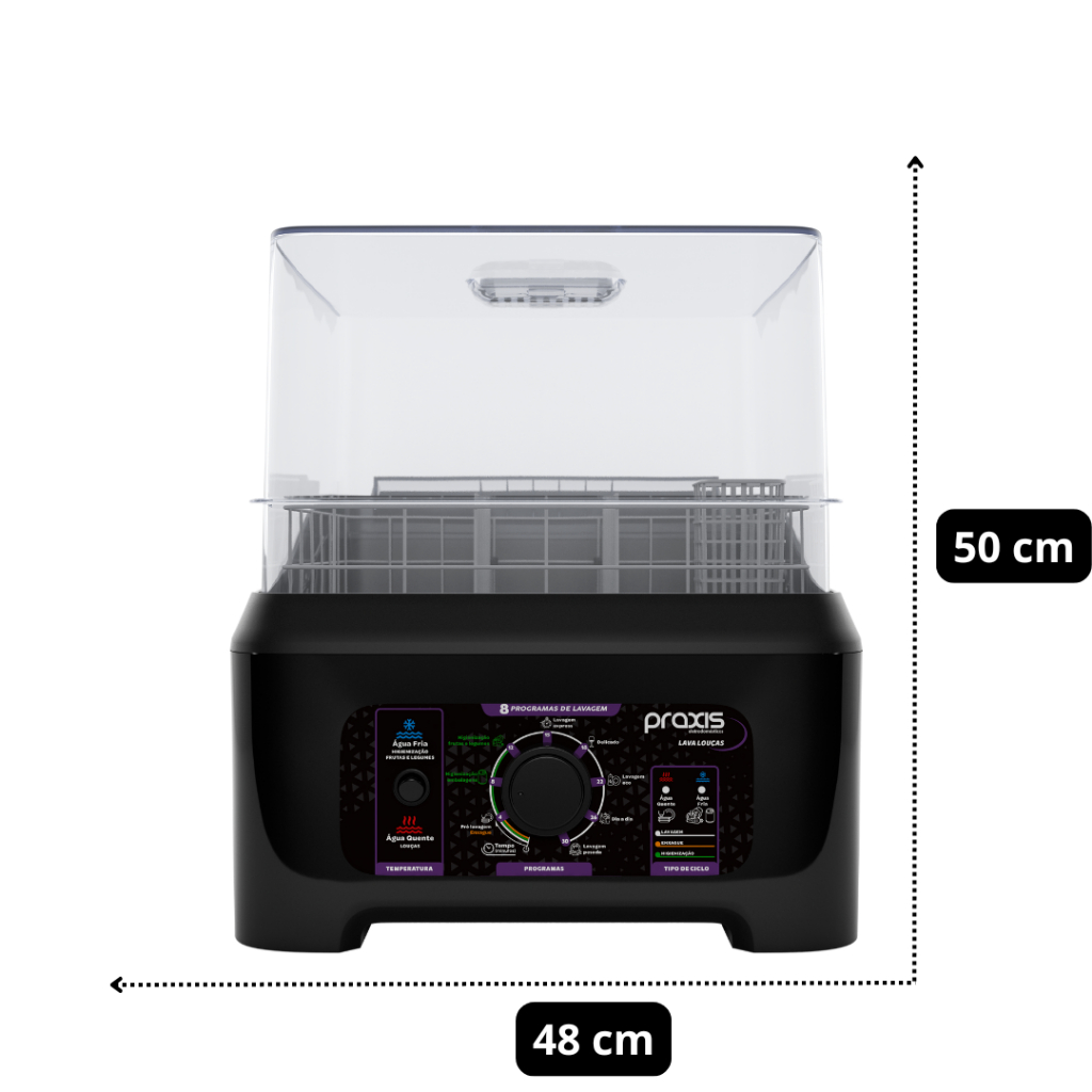 Detalhes do Lava Louças Portátil Semi Automática 127v Praxis Eletrodomésticos Lavadora de Mesa Bancada