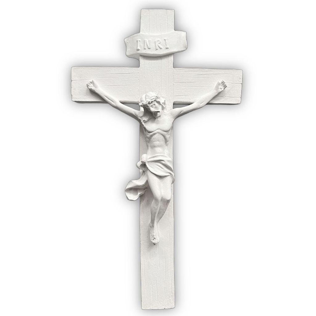 Crucifixo de Parede 23x13cm Gesso Cru em Oferta na Shopee