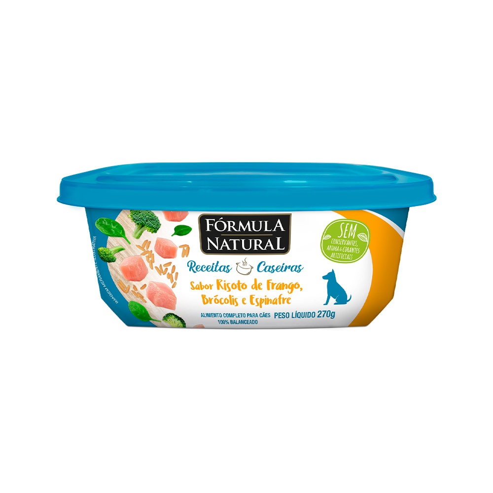 Ração Úmida Fórmula Natural Receitas Caseiras Cães Adultos Risoto Frango, Brócolis e Espinafre 270g