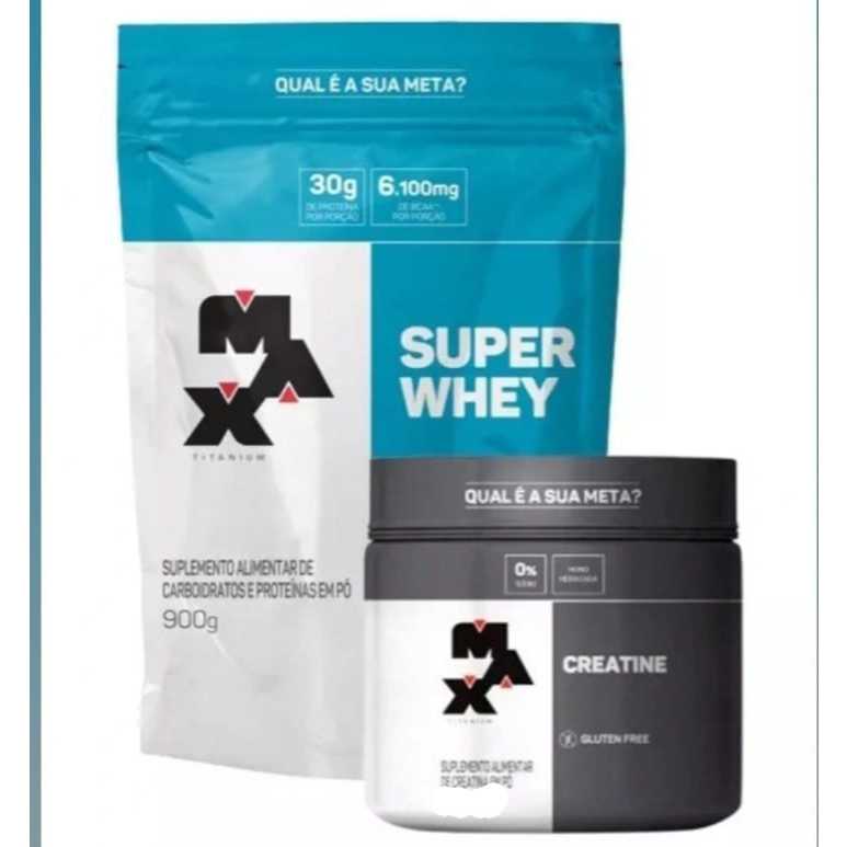 Kit de Suplementos - Super Whey 900g Max Titanium - Creatina Pura 100g Max Titanium