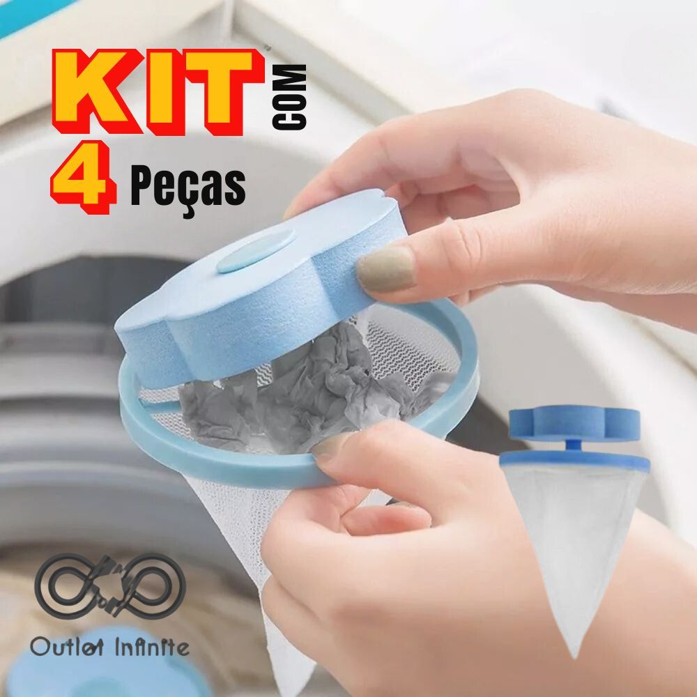 Kit 4 Peças Coletor De Pelos Para Maquina De Lavar Roupa Cães Gatos Fiapos Tira Pelos