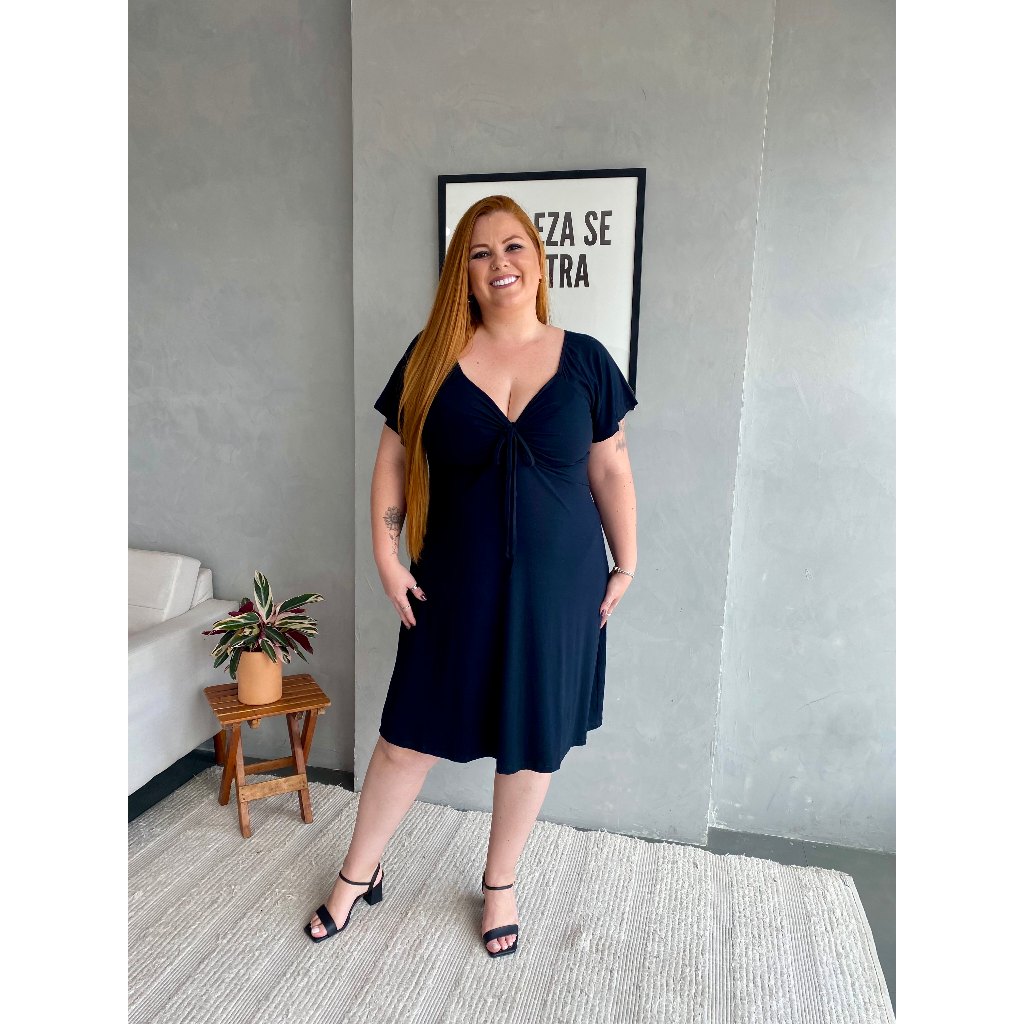 Vestido feminino plus size com manga curto soltinho acinturado confortável tendência moda verão
