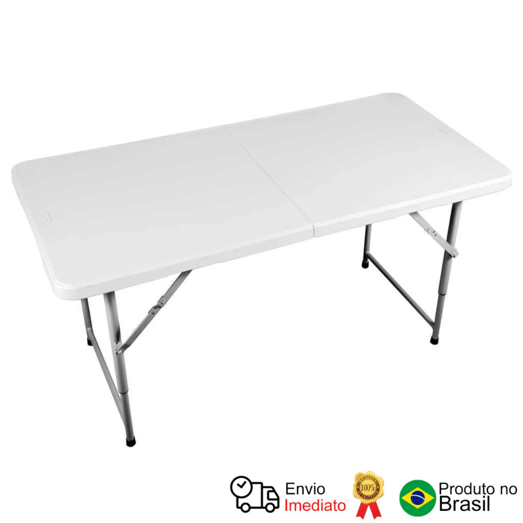 Mesa Dobrável Retangular 120 Cm Branca Vonder em Oferta na Shopee