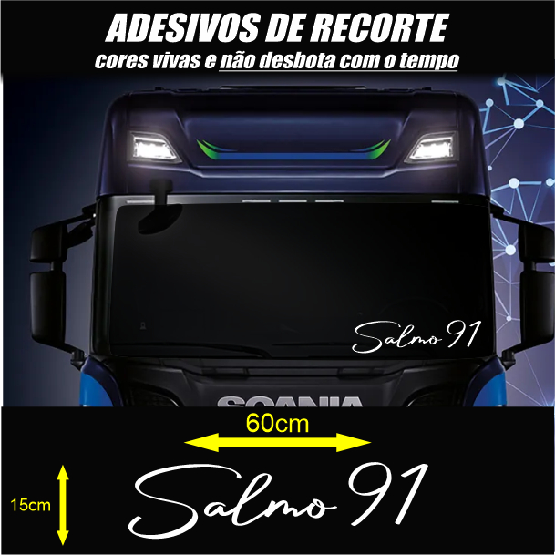 Adesivo 60x15 Salmo 91 para parabrisa de caminhão em Oferta na Shopee