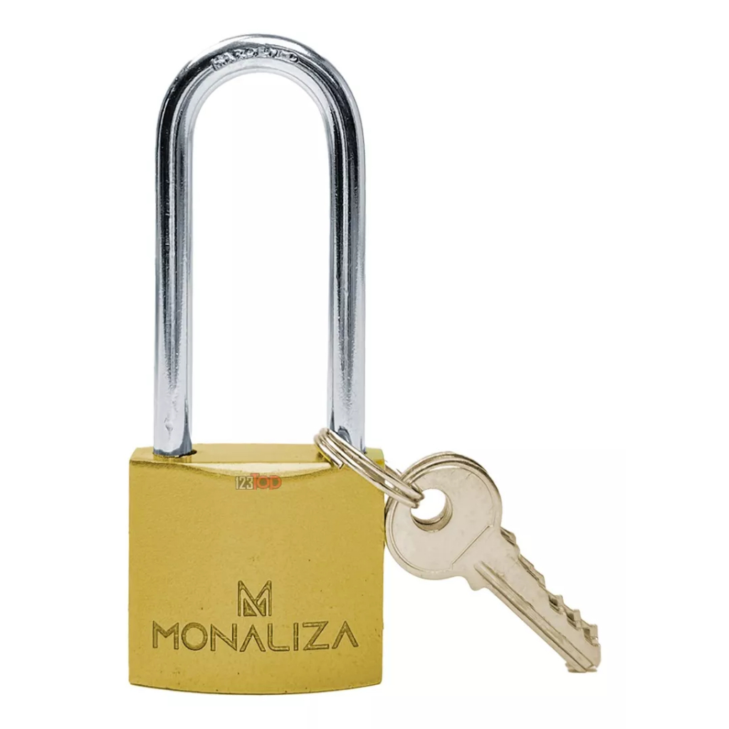 Cadeado Haste Longa Grande 37mm Portão 3 Chaves Segurança Para Armário Mala Viagem Janela Dourado