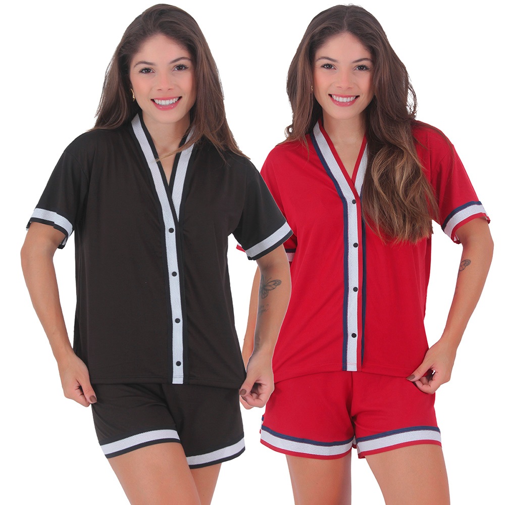 Kit 2 Pijamas Feminino Fechado Americano Blogueirinha Boa Forma em Oferta na Shopee