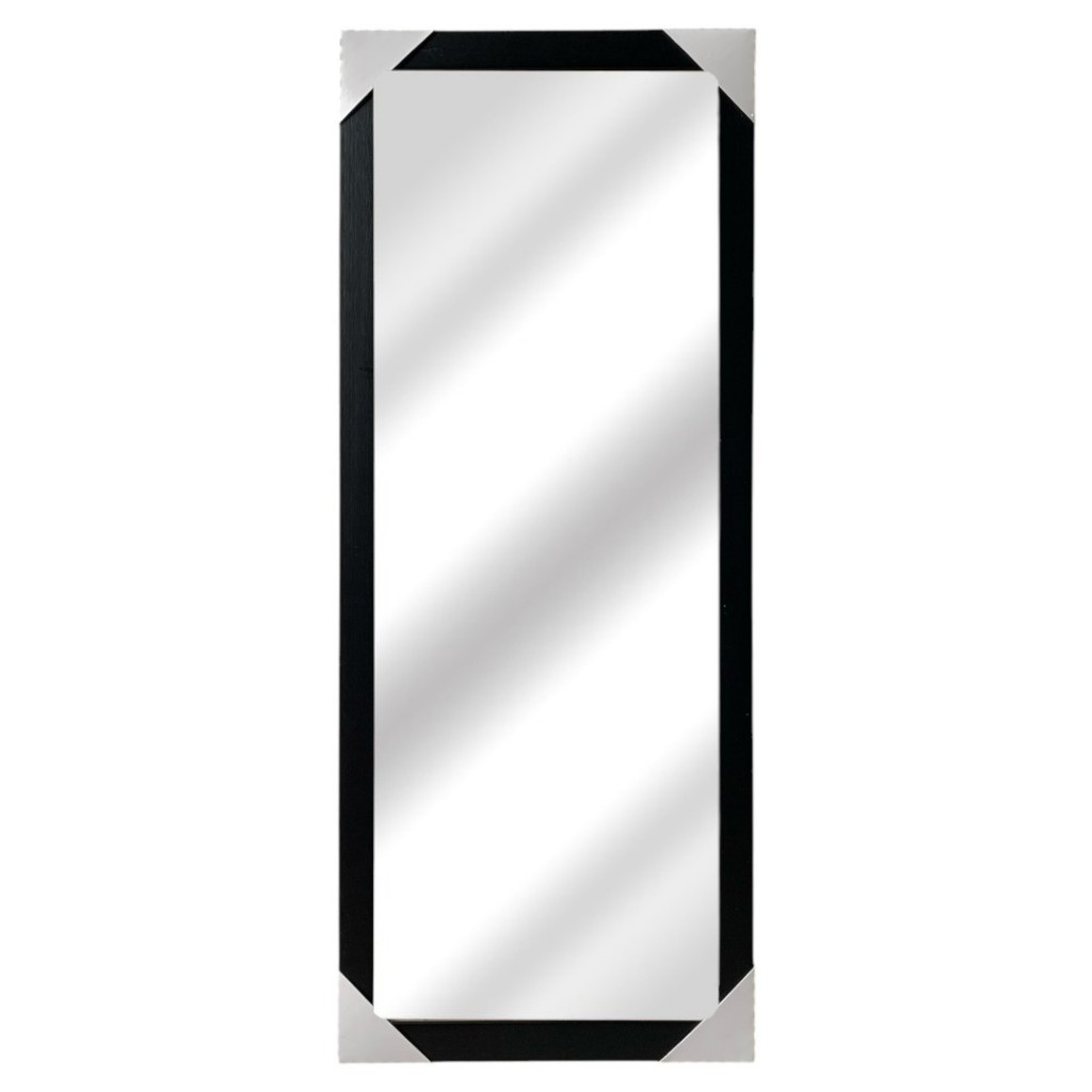 Espelho 30x75 Com Moldura Cor Preto Liso Para Decoração