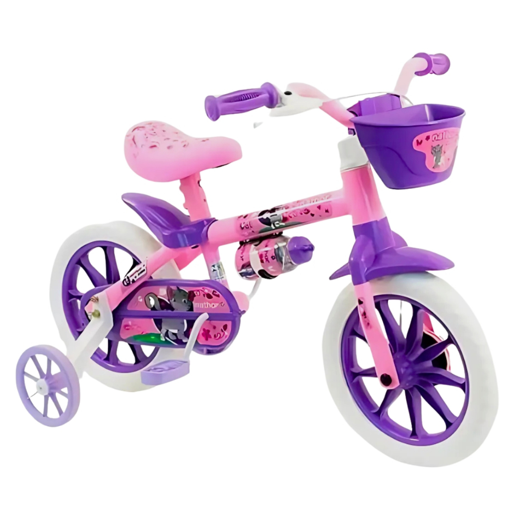 Bicicleta Infantil Menina Aro 12 Nathor Cat Violeta 1-4 Anos em Oferta na Shopee