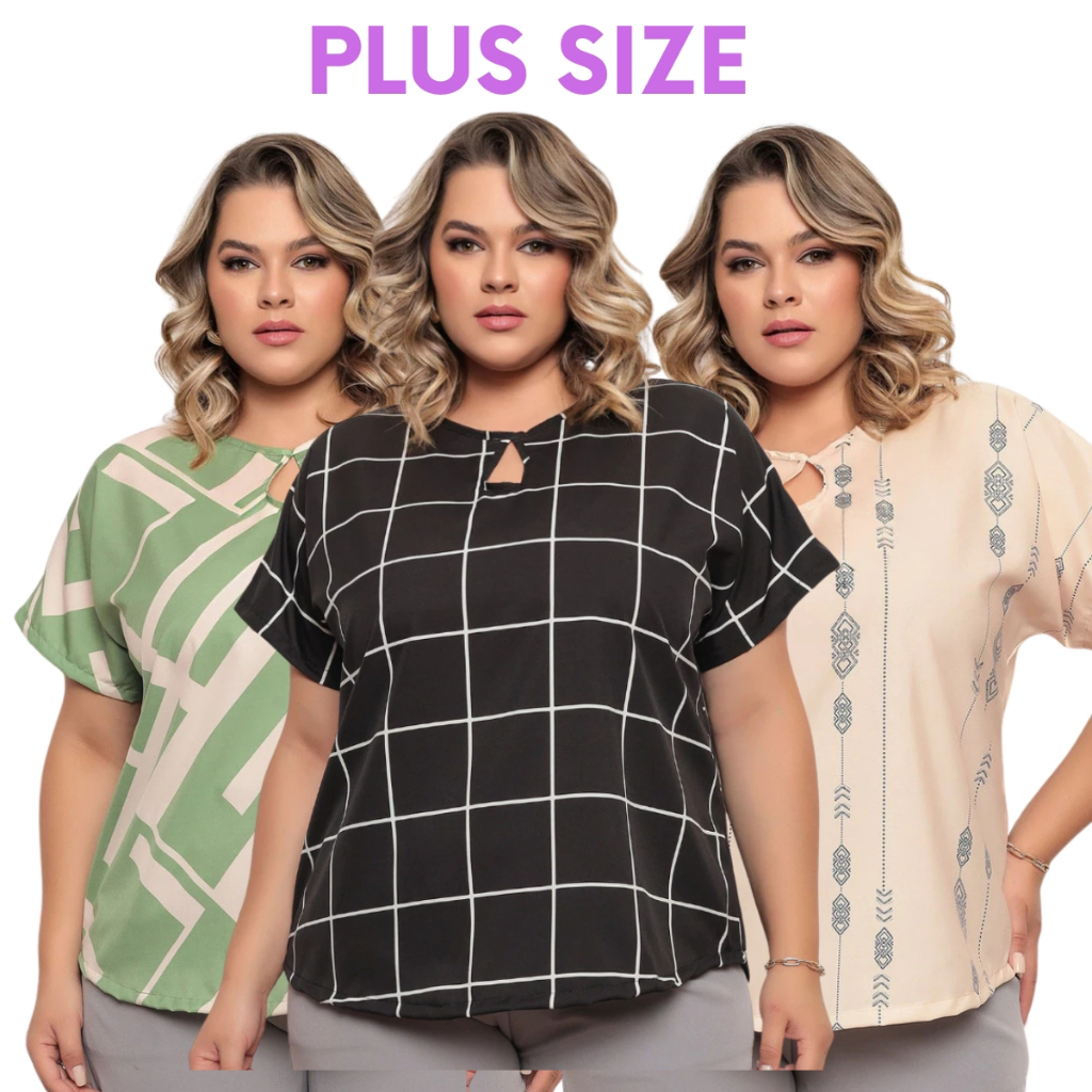 Blusa Blusinha Camiseta Feminina Plus Size Curve Evangelica Verão Senhora Podrinha Promoção Atacado