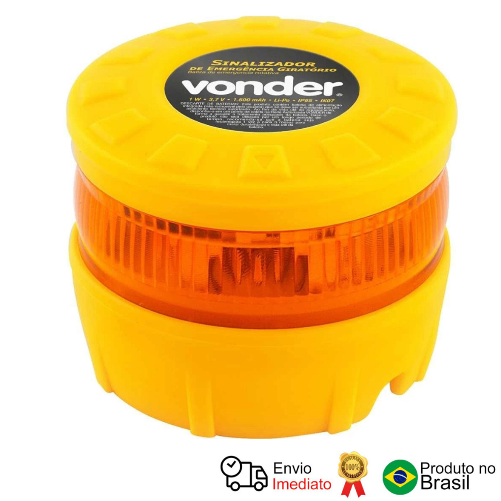 Sinalizador De Emergência Giratório Recarregável Vonder em Oferta na Shopee