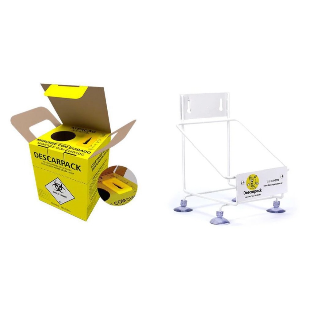 Kit Caixa Coletora Descarpack 1,5 Litros + Suporte Descarpack 1,5 Litros
