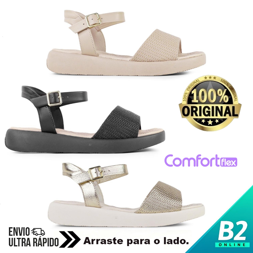 Sandália Comfortflex Com Fivela Feminina 100% Original Com Nota Fiscal e Garantia em Oferta na Shopee