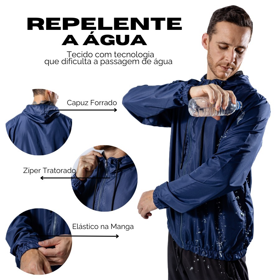 Jaqueta Corta Vento Do P ao G1, G2, G3 Masculina Impermeável Aspen Liso Com Capuz PL