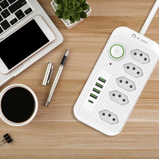 Filtro De Linha Clamper Extensão Cabo Extensor 2 Metros 5 Tomadas + 4 USB E 1 USB Tipo C 1...