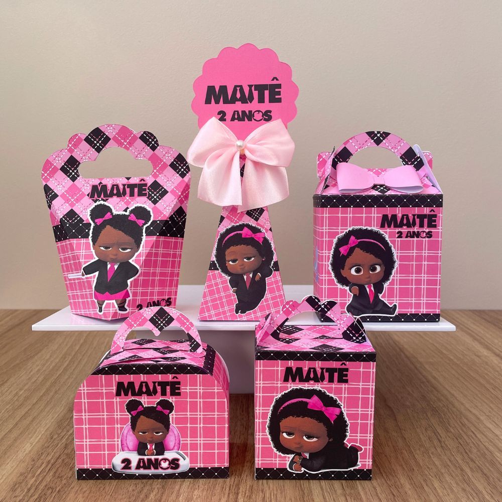Kit caixas Poderosa Chefinha negra  (PEGUE E MONTE) personalizados, kit festa, lembrancinha,caixinha