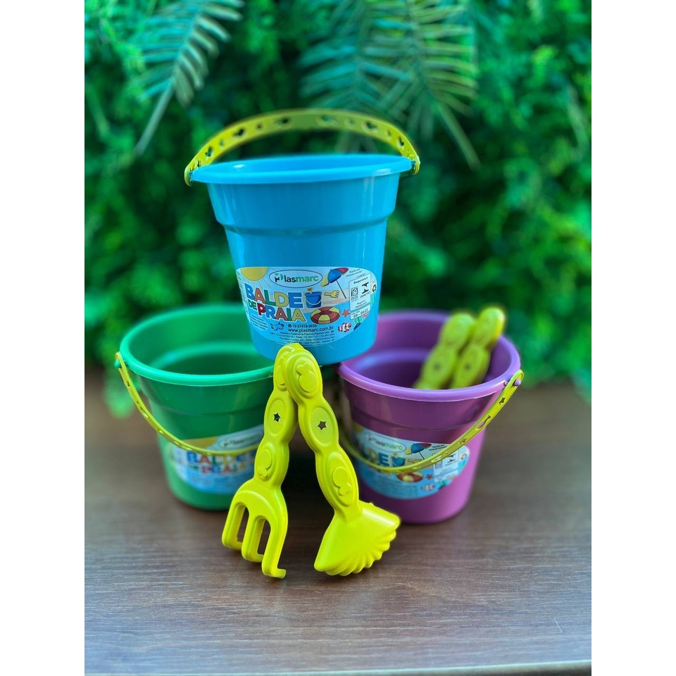 Kit 5 unidades Baldinhos de Praia infantil p/Diversão das Crianças Lembrancinhas de Festa Infantil