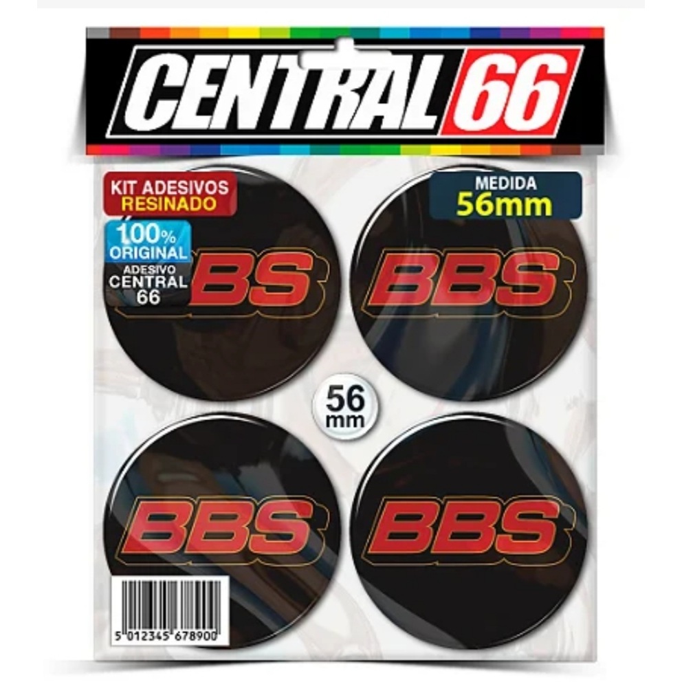 Jogo Emblema Adesivo Centro de Roda 56mm Bbs Vermelho Fundo Preto Resinados