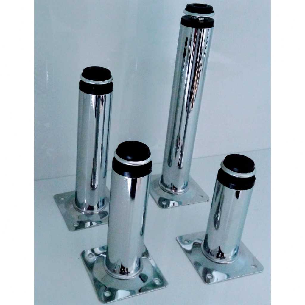 Kit Com 5 Pés Para Mòveis Aço Cromado  Quadrado ou Redondo 6cm /10 com/12/ 15cm/20cm - Armário de cozinha