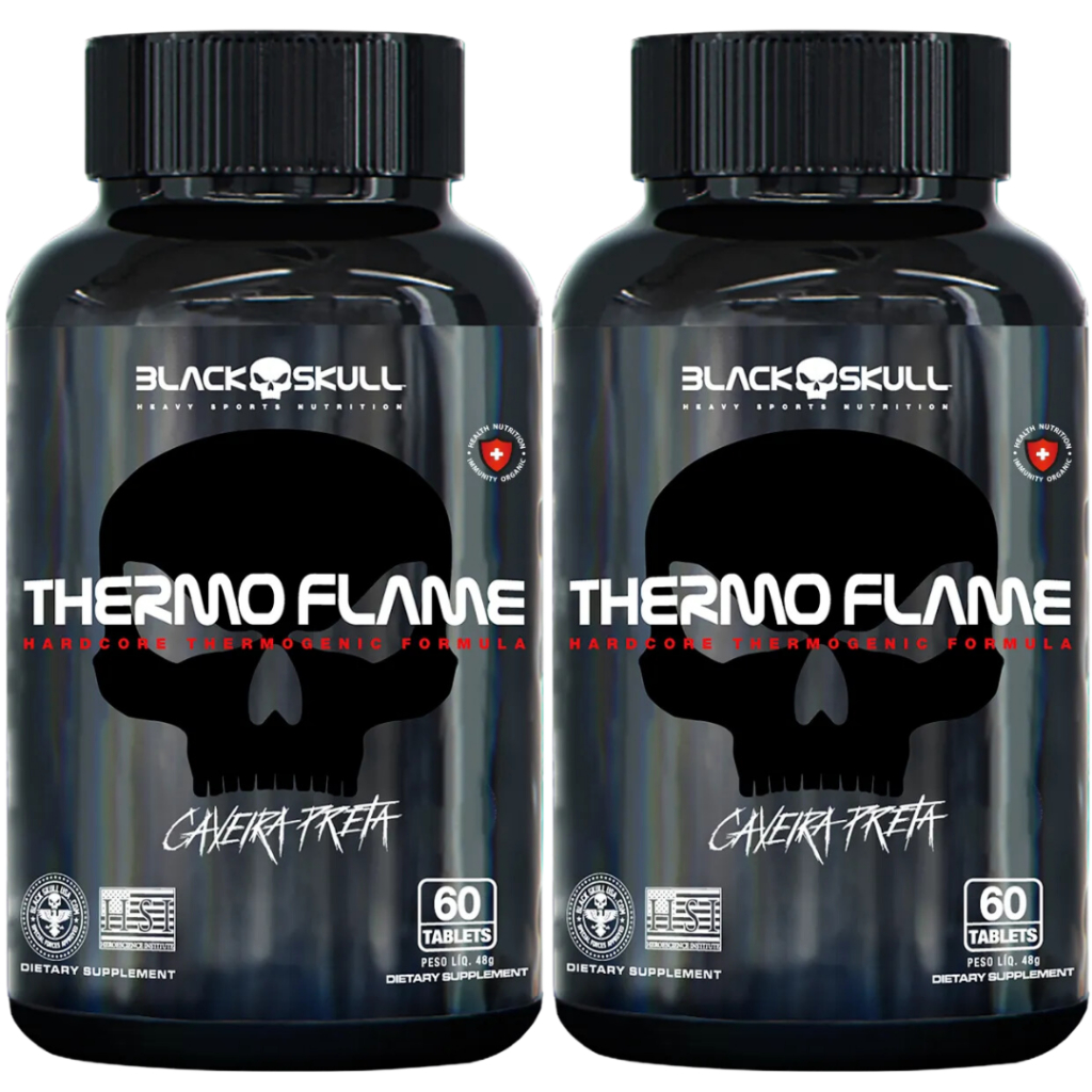 Kit 2x Termogênico ThermoFlame 60 tabletes (cada) - BlackSkull em Oferta na Shopee