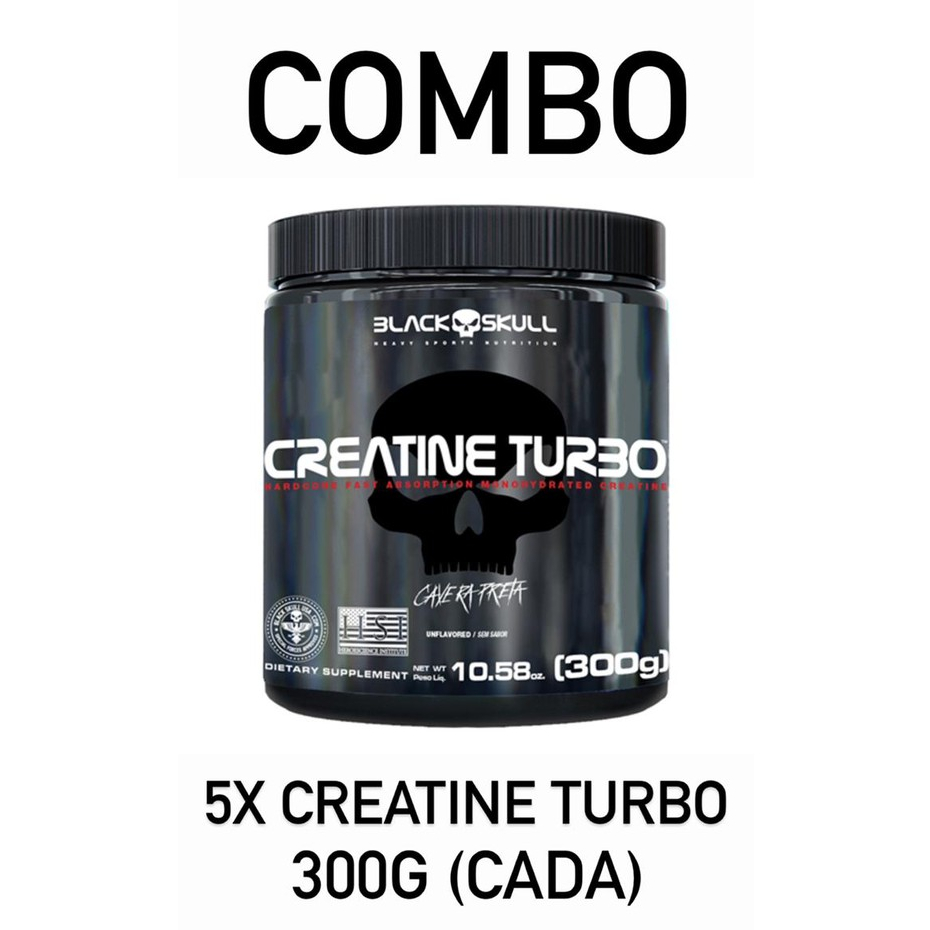 Kit 5X Creatina Creatine Turbo 300g - BLACKSKULL em Oferta na Shopee