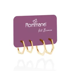 Kit Brincos Rommanel Meia Argola Angular 527370