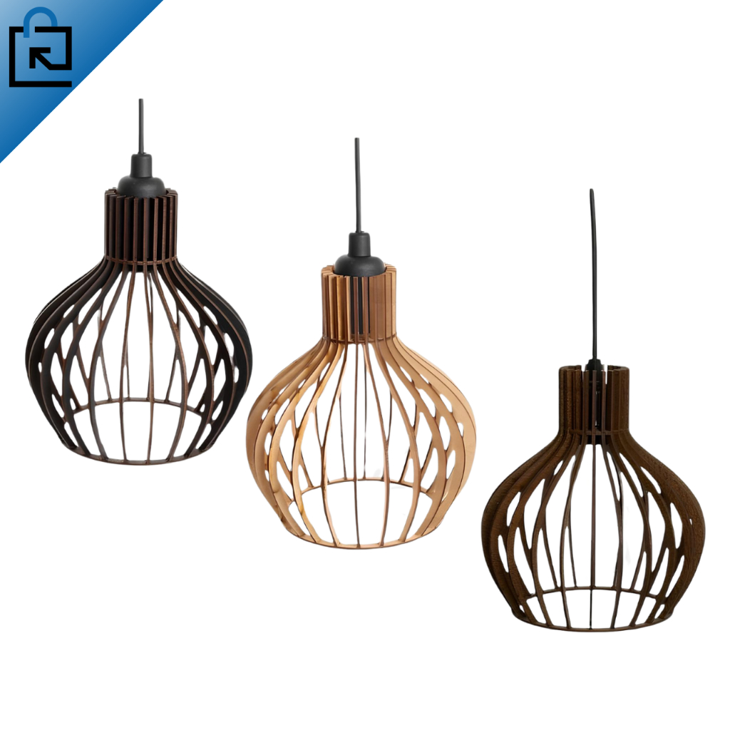 Kit 3 Pendentes Luminária de Teto Trio Lustre Modelo Redondo Mdf Cores em Oferta na Shopee
