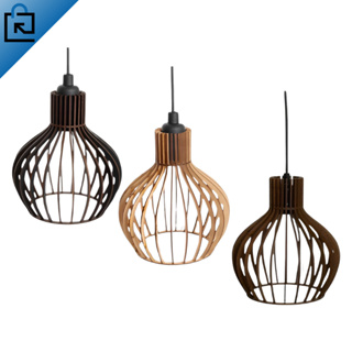 Kit 3 Pendentes Luminária de Teto Trio Lustre Modelo Redondo Mdf Cores em Oferta na Shopee