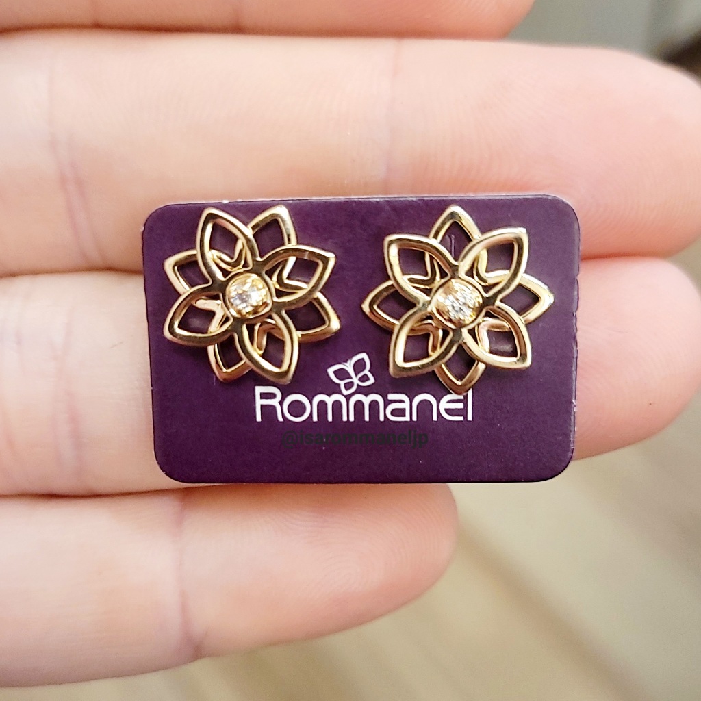 Brinco Rommanel Flor de Lotus Com Zircônia no Centro 525460 em Oferta na Shopee