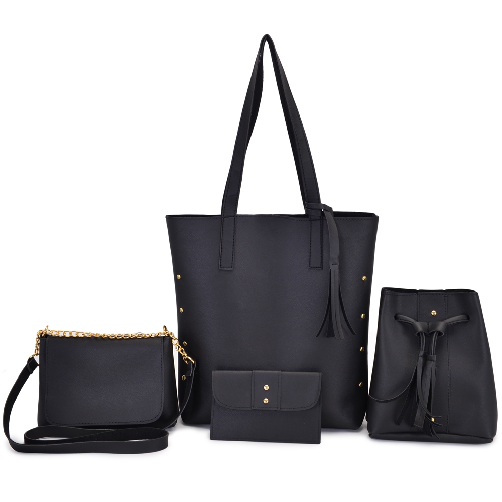 Kit 4 Bolsas Sacola Feminina com Carteira Moda Casual Bolsa de Ombro Transversal Tiracolo Dia a Dia Versátil