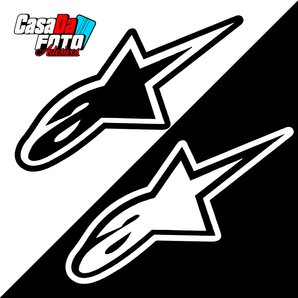 Adesivo Alpine 12cm para moto, capacete, bike, carro e decoração motocross trilha branco preto figurinha