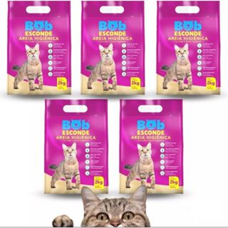 Kit 5 Unidades Areia Higiênica para Gatos Bob Esconde com Extrato de Mandioca Biodegradável 10Kg em Oferta na Shopee