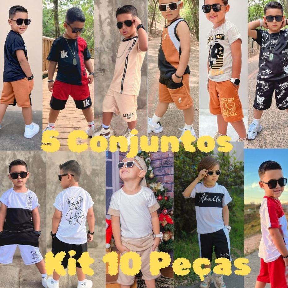 Kit Sortido 10 Peças Roupas Infantil de Menino - Kit 5 conjunto infantil juvenil  masculino verão roupas de criança