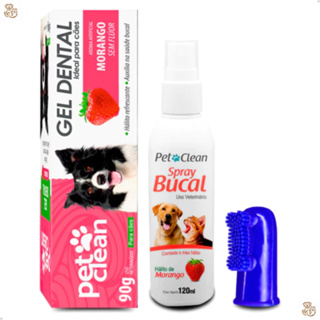 Kit Higiene Gel Pasta Dental 90g + Spray Bucal 120ml + Escova Dente Dedeira Cães e Gatos Pet Clean em Oferta na Shopee