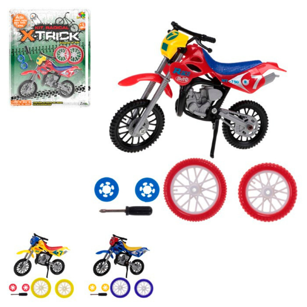 kit 3 brinquedos moto trilha moto corrida e bicicleta dedo presente criança
