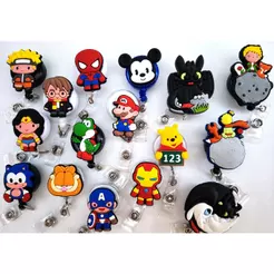 Porta Crachá Retrátil Roller Clip Temático Personagens